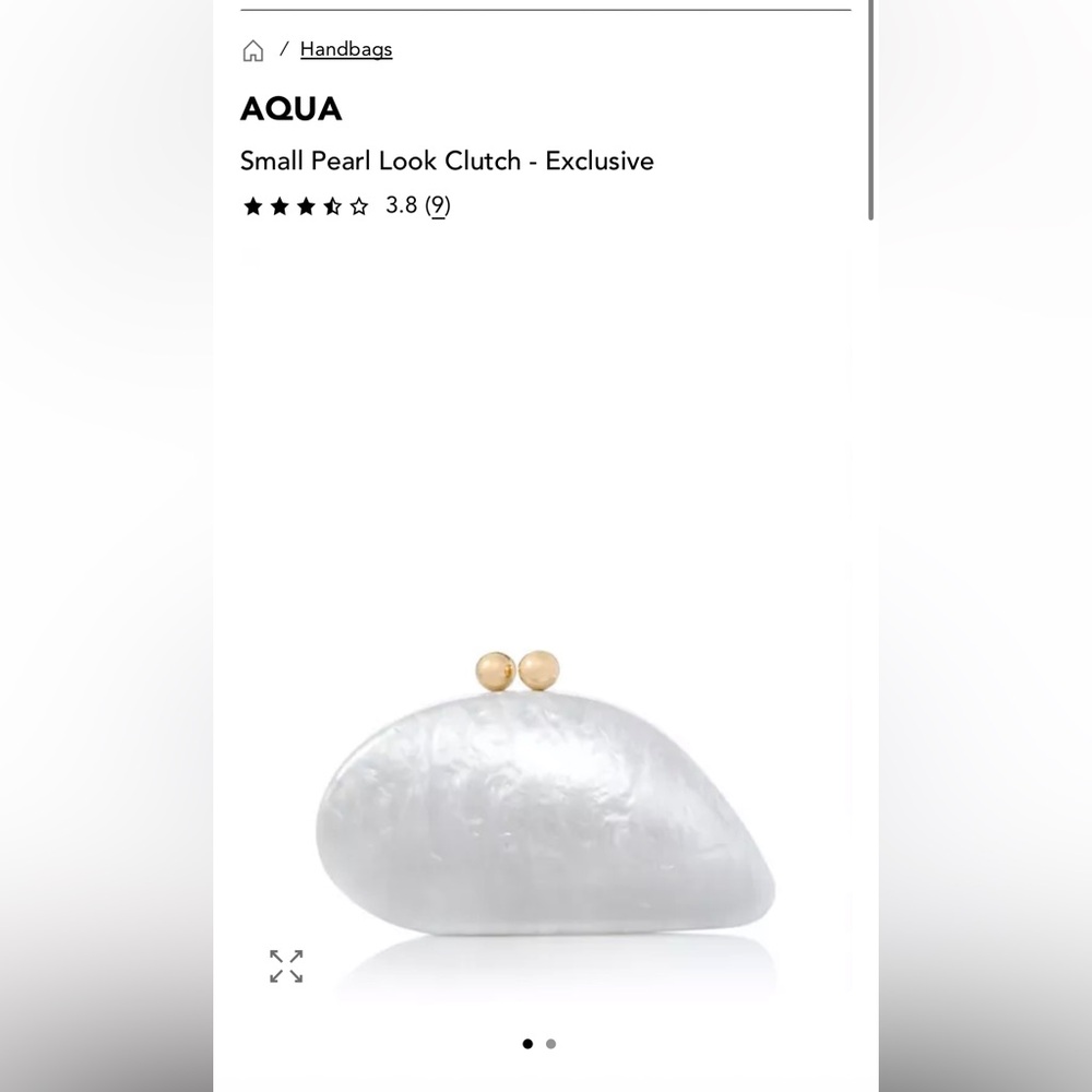 Aqua Pearl-Effect White Clutch with Gold-Tone Kiss Lock